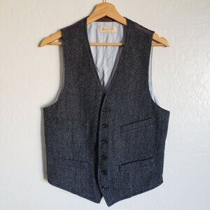 J.Crew Herringbone 100% Wool Vest Moon British Cloth Waistcoat Grey Men's Small